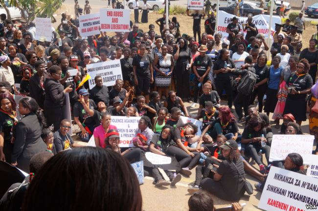 Human rights activists in Malawi protest against domestic violence